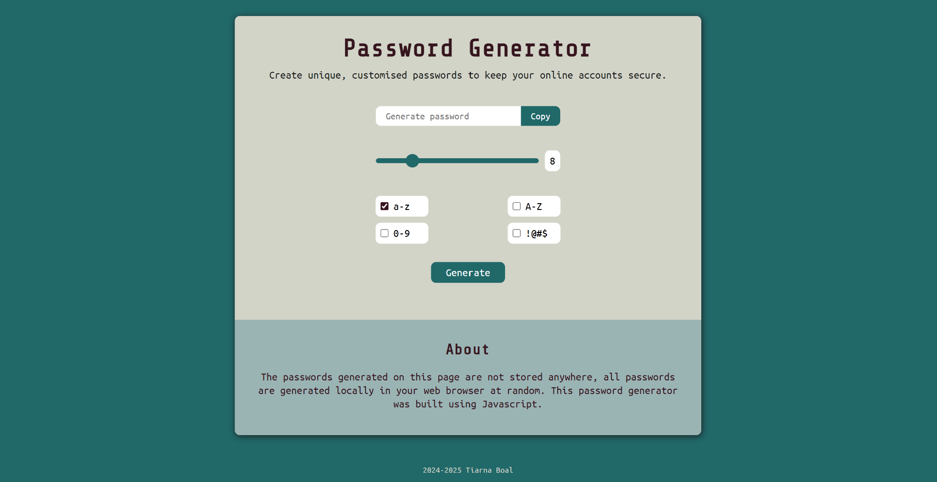 Image of password generator project